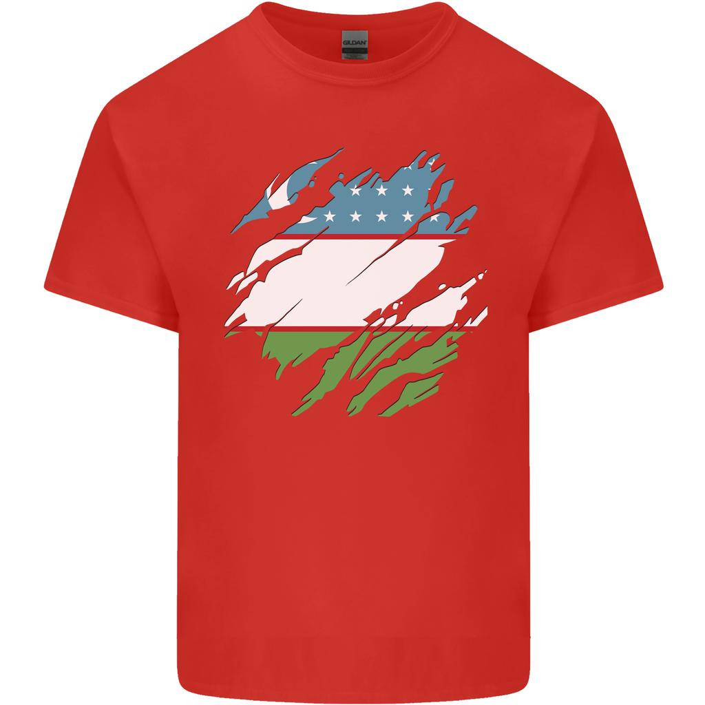 Torn Uzbekistan Flag Uzbek Day Football Unisexs Light Cotton TShirt