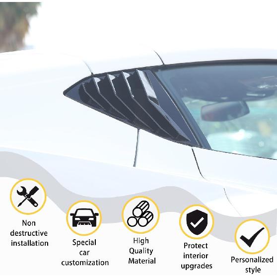 Rear Side Window Louver Cover Compatible with Corvette C8 Stingray 2020-2023, Side Window Louvers Air Vent Shades Cover Trim, Rear Quarter Window