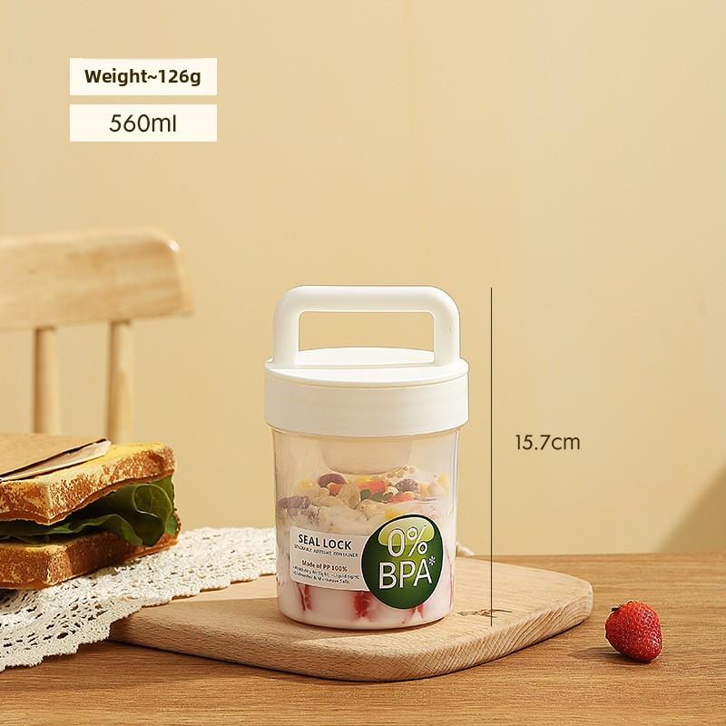 Portable Fruit Oatmeal Breakfast Cup With Spoon For Students And Office Use