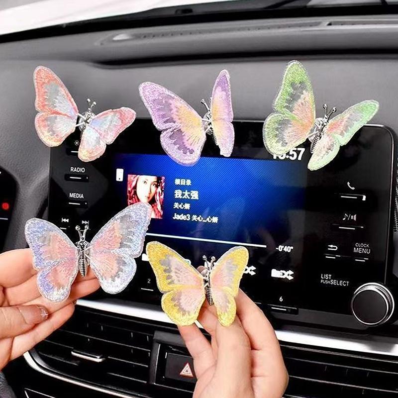 Moving Butterfly Car Dashboard Decor Auto Center Console Air Vent Decorative Ornament Car Interior Car Accessories