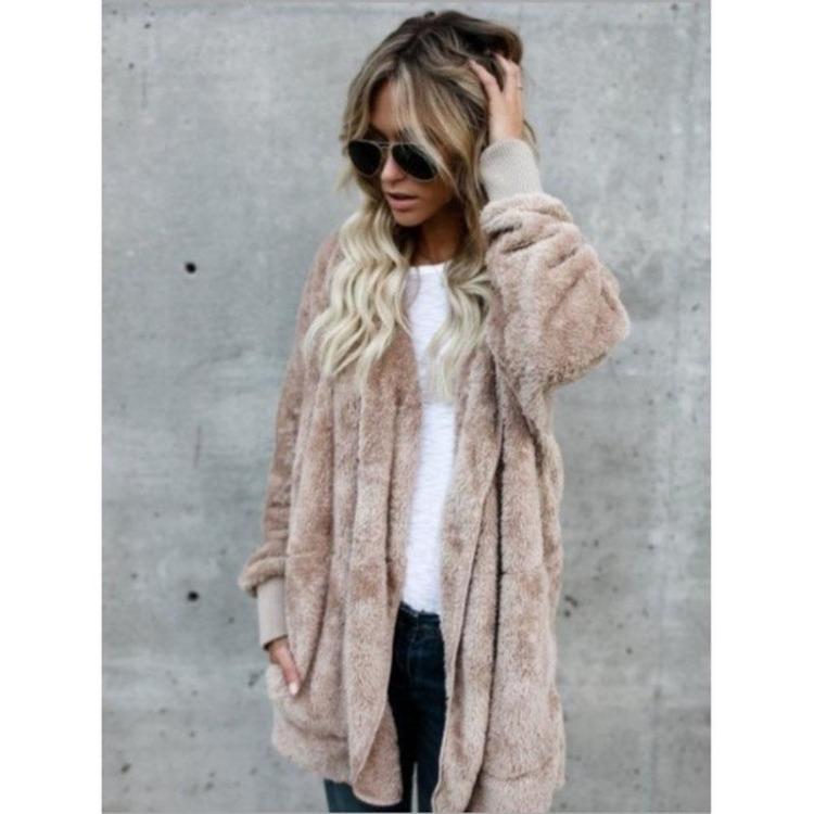 Women's Winter Warm Hooded Cardigan Long Sleeve Comfortable Hoodie Coat Fashion Windbreaker for Lady
