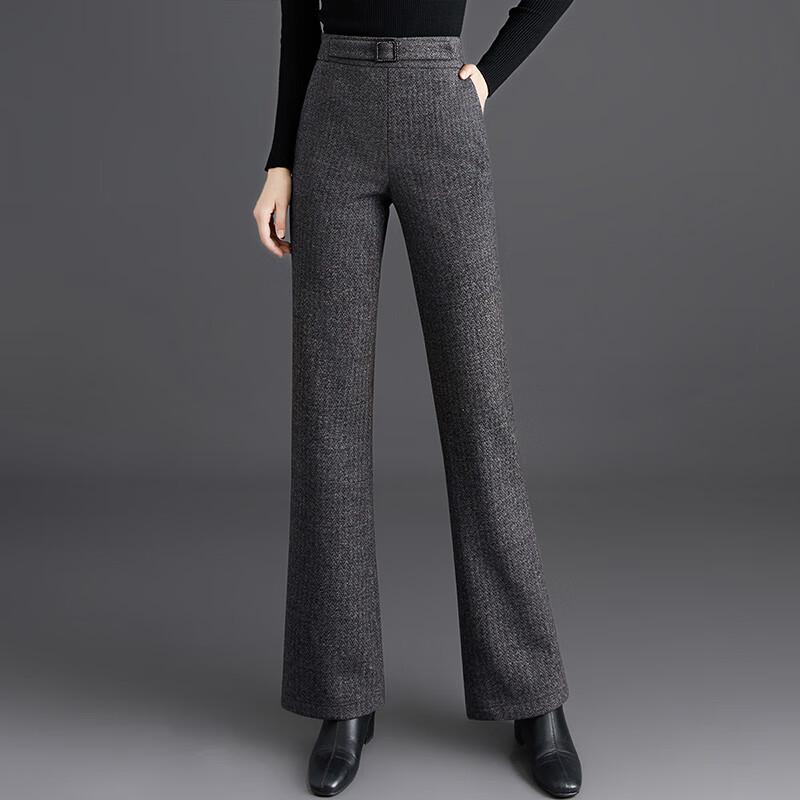 Women's High-Waist Herringbone Flare-Leg Trousers