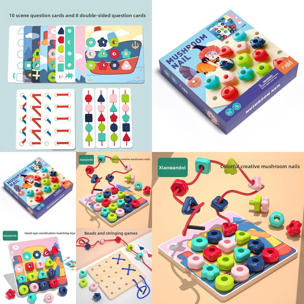 Wooden Mushroom Peg Puzzle For Kids Educational Toy For Brain Development