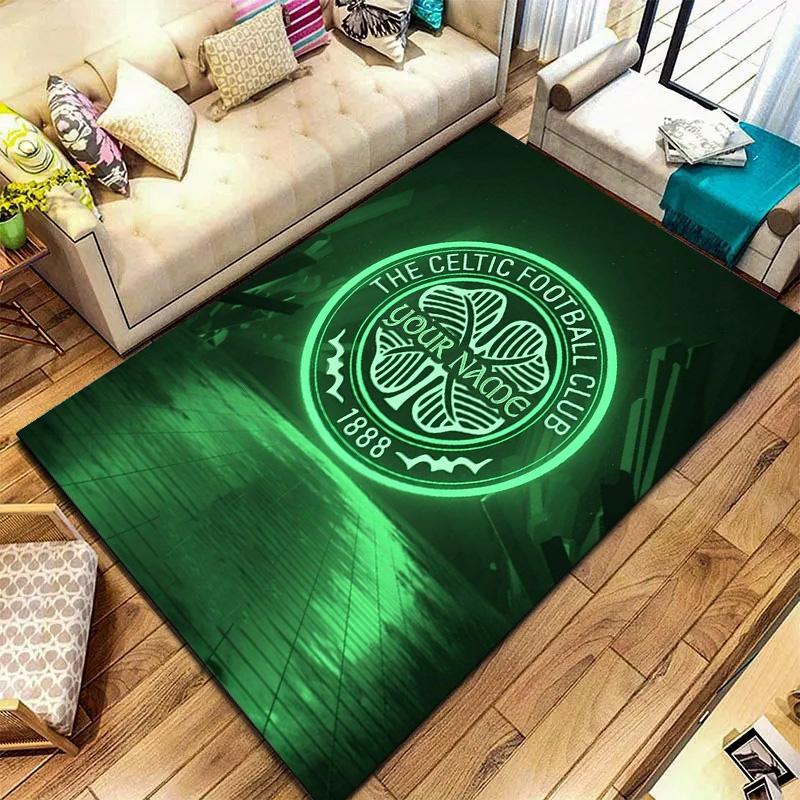 Tappeto Personalizzato con Stemma Celtic Fc per Soggiorno Camera da Letto Casa Decorazione Divano Tappetino Antiscivolo per Giochi Bambini