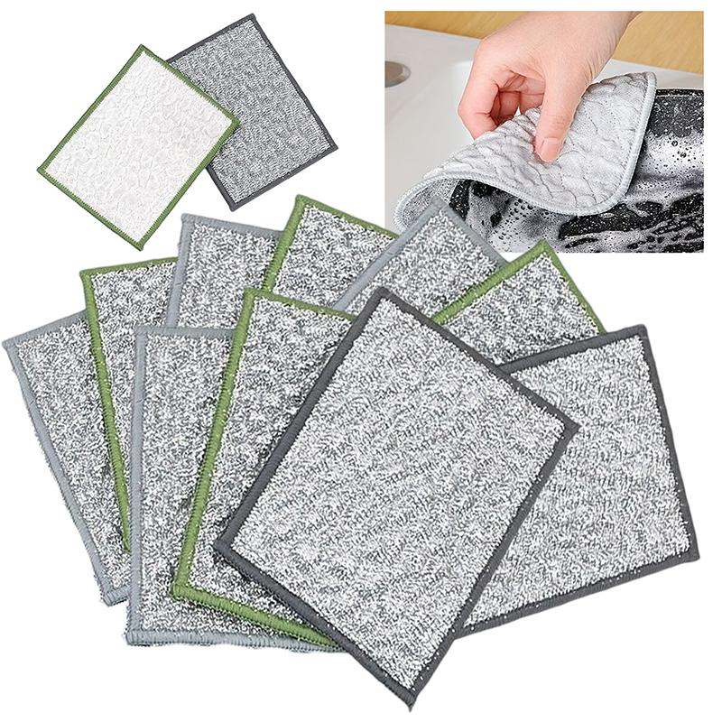 1/3/10pcs Multipurpose Wire Dishwashing Rags For Wet And Dry Random Color Reusable Wire Miracle Cleaning Cloths Round Wire