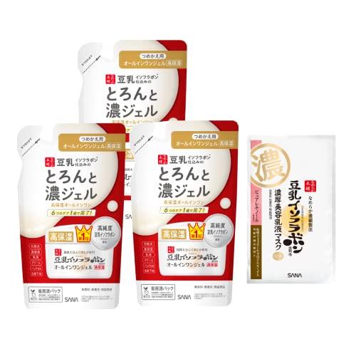 Nameraka Honpo Toronto Rich Gel Enrich (Refill) 3-Pack + Bonus Item 100g x 3 Soy Milk Isoflavone All-in-One High Moisturizing Type
