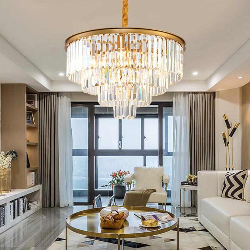 Modern Living Room Crystal Chandelier Bedroom Crystal Chandeliers Ceiling Light Round Crystal Dining Room Lamp D60cm 23.62in E14