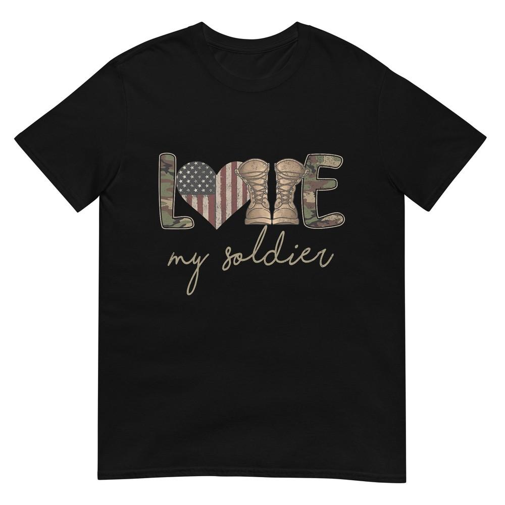 I Love My Soldier Military Army Wife Usa Camour Flag Tshirt