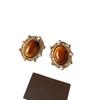 Maillard Silver Needle Tiger Eye Pearl Retro Stud Earrings for Women