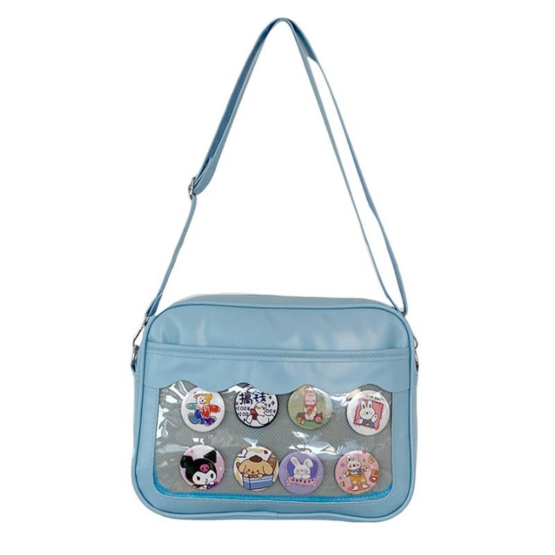 Japanese Harajuku Ita Bag for Women PU Transparent Pocket Itabag High School Girls Uniform JK Crossbody Shoulder Bag Handbags