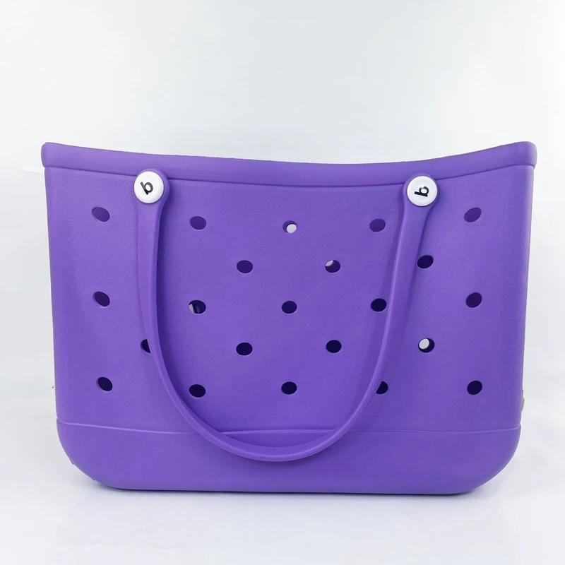 Durable Waterproof Beach Bag Storage Baskets Summer Rubber Tote Solid Color Jelly Beach Bags Sundries Organizer