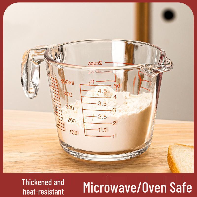 High Temperature Resistant Glass Measuring Cup with Scale - Large Capacity for Baking and Beating Eggs