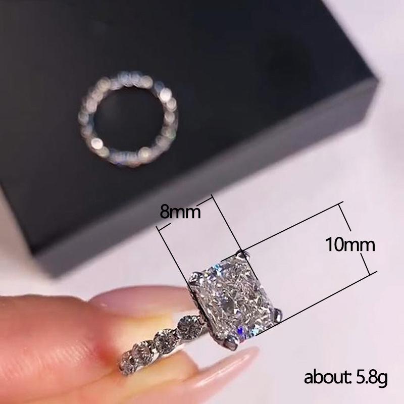 Huitan Creative Wedding Sets Rings Women Fashion Double Stackable Design Brilliant Square White Cubic Zirconia Ring  Jewelry