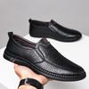 Fashion 2025 Summer New Soft Leather Shoes for Men Hallow Breathable Soft Sole Sandals for Men Fashion Solid Color Casual Loafers Man