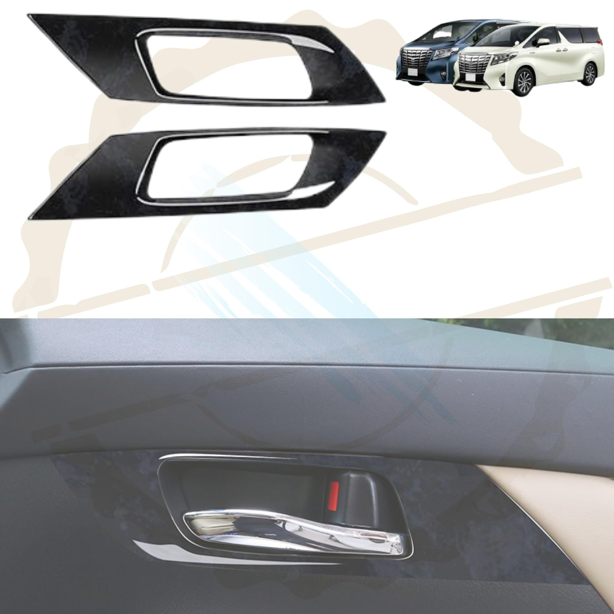 

DodoxDIY Compatible with Alphard and Vellfire Early and Late Interior Inside Door Handle Panel Car Wood Grain Interior Panel (30 Series, Models) -