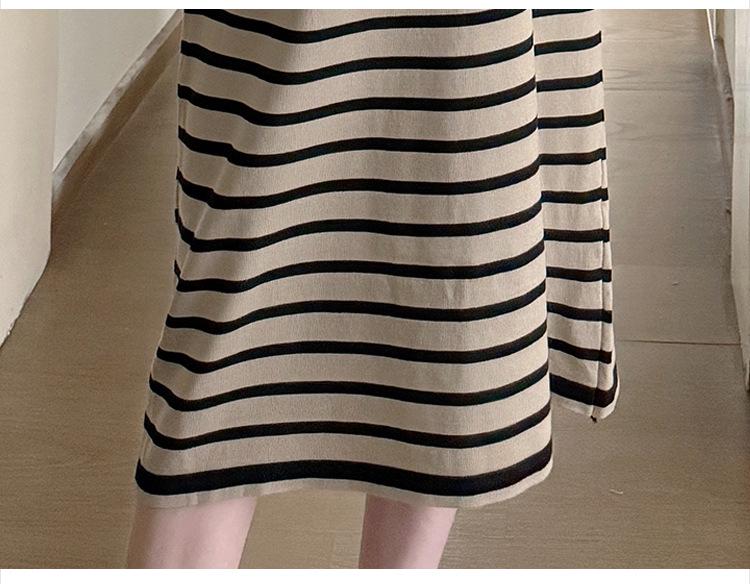 2026 Korean Striped Casual Maternity Polo Dress