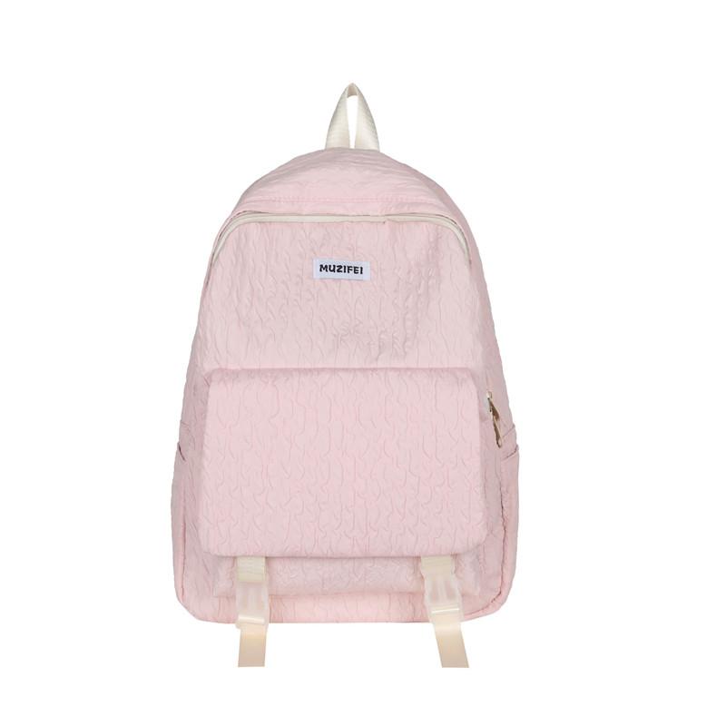 Compact Solid Color Polyester Backpack for Students High Capacity Travel Laptop Bag School Rucksack