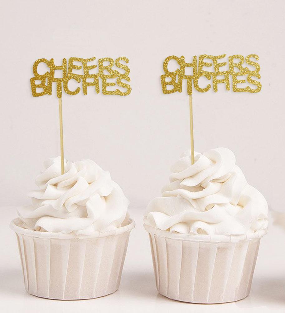 Darling Souvenir| Cheers Cupcake Toppers| Party Dessert Decorations - Pack Of