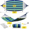 Double Hammock De Gardina 260×150 Cm GALAXIA® Blue Green Wooden Bar Cotton Double Hammock