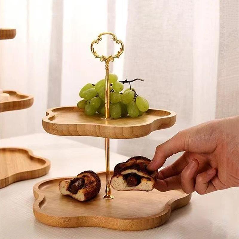 Wooden Cake Tray 2/3rd Floor Dessert Tray Stand Dining Room Dessert Cookie Candy Buffet Stand Holiday Party Decorations