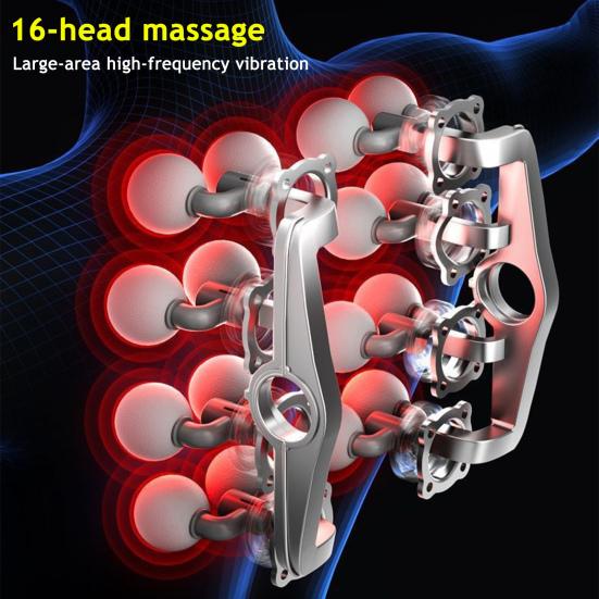 16-Head Electric Massager for Deep Tissue Relief 30 Levels Quiet Shoulder Massager Machine for Back