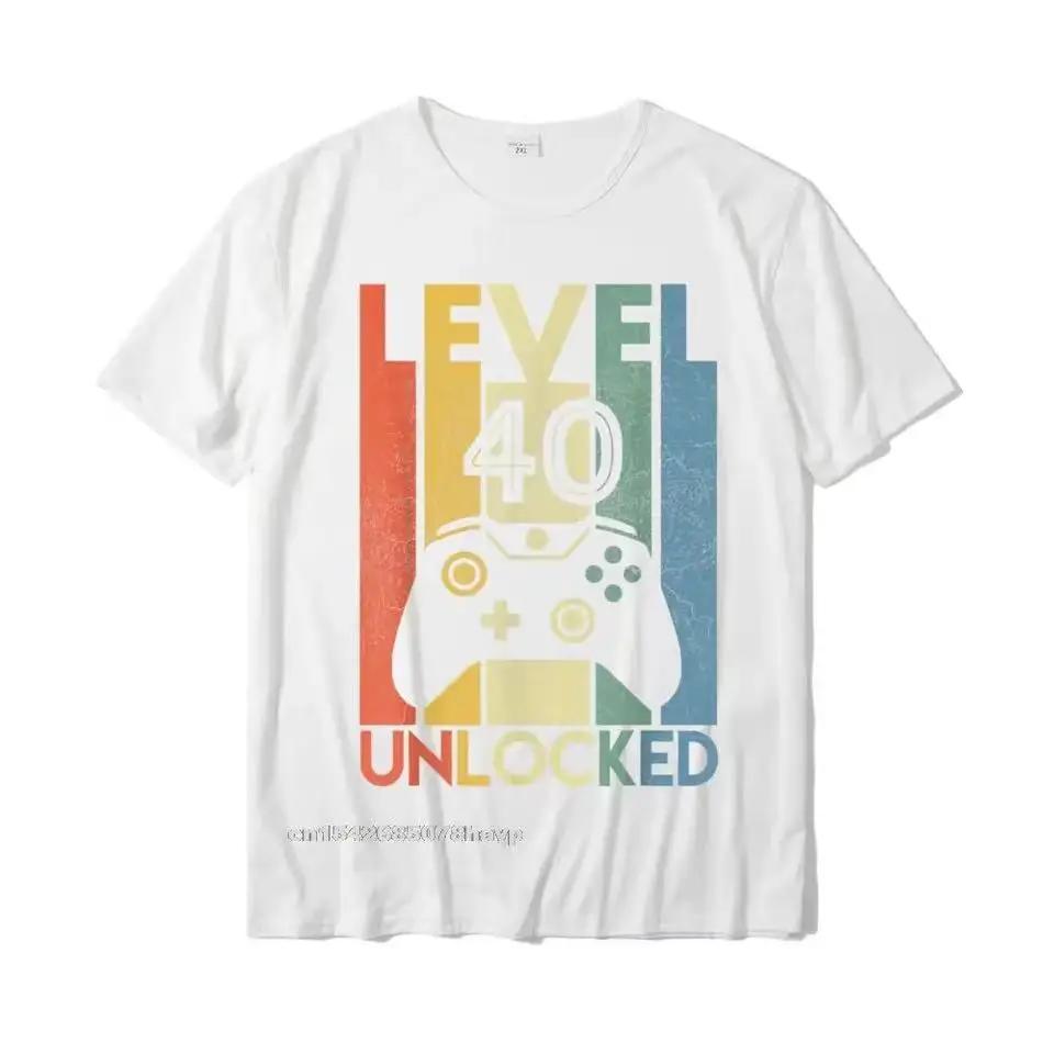 

Уровень 40 Разблокирован Смешной Видеоигрок Подарок на 40-летие T- Напечатано На Для Мужчин Оптом Футболки Вечеринка графические футболки 4XL