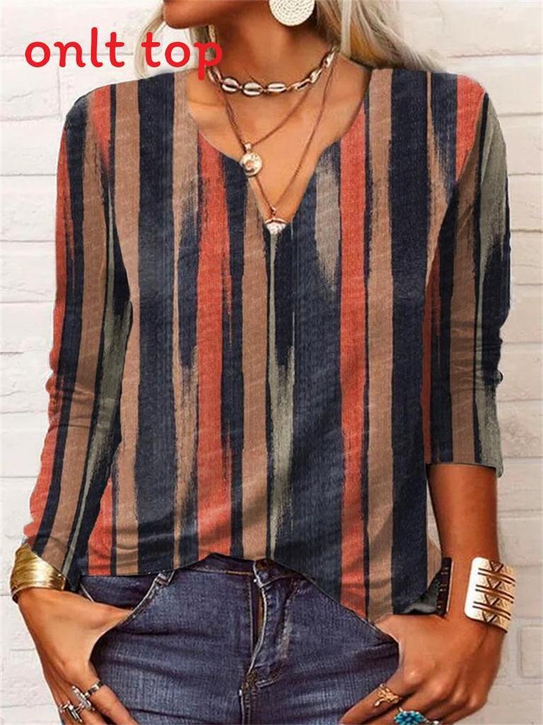 Wish Winter Women Long Sleeve Floral V Neck T Shirt With Digital Print For Casual Wear