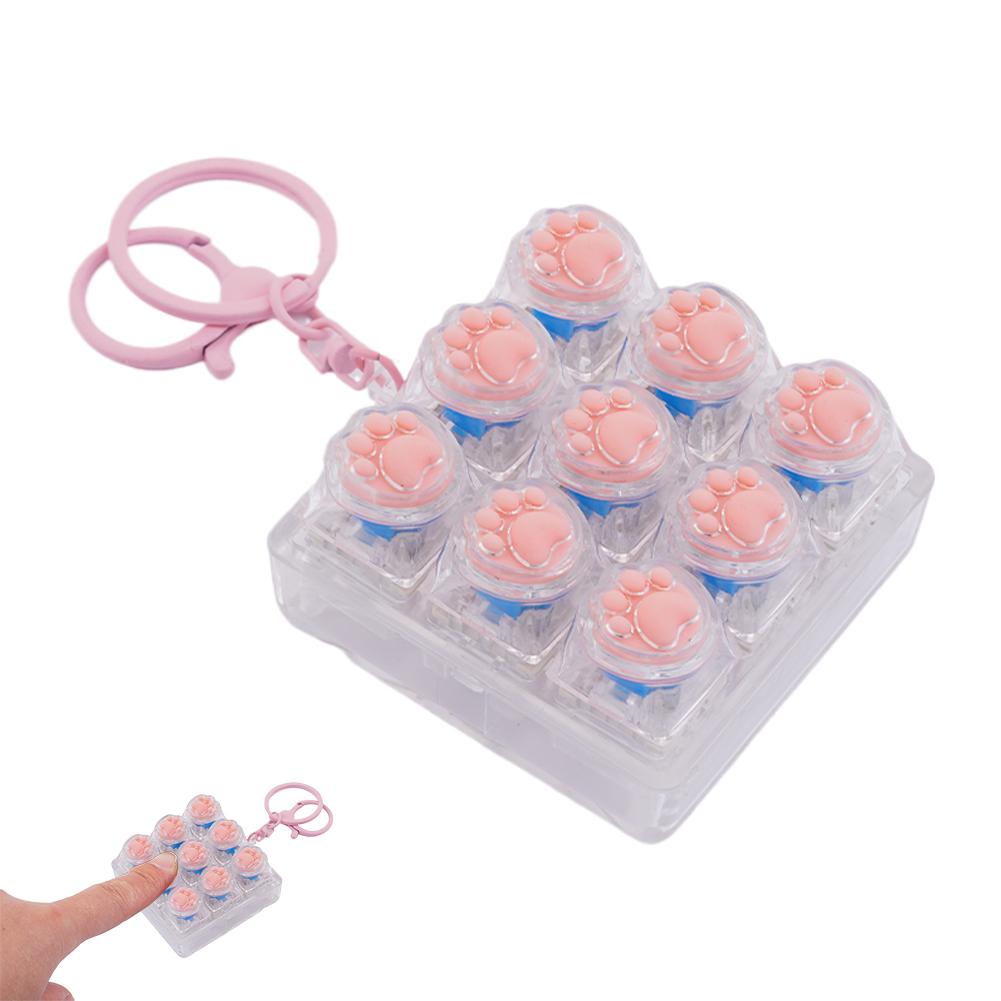 Keyboard Key Fidget Keychain Decompression DIY Keycaps Cat Paw Button Keycap Clicker Toy Relaxing Sensory Play