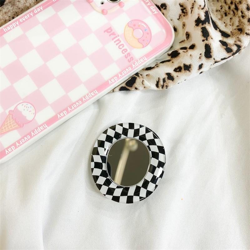 Creative Touch Up Niche Instagram Style Checkerboard Mirror Phone Holder Extendable Adhesive Lazy Desktop Airbag