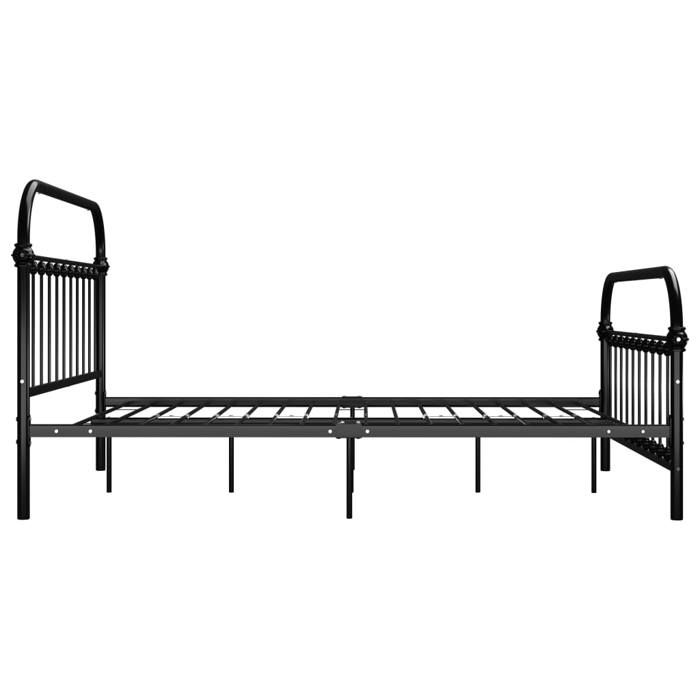 Cadre de lit - Maison Exclusive - Métal - 160x200 cm - Noir - Tête de lit incluse