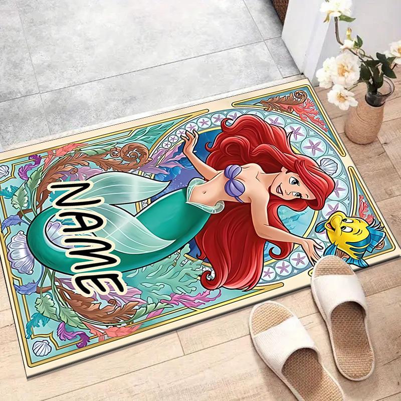 Custom Princess Mat Personalized Name, Polyester Washable Indoor Entryway Rug, Gift for Christmas, Easter, Thanksgiving Day