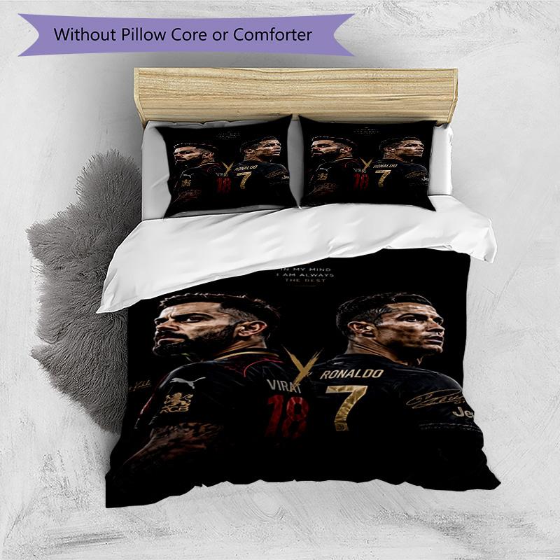 Ronaldo's Player Purple Kit Bedding Set, Breathable Duvet Cover with Pillowcases, Soft Bed Linen for Bedroom Home Decoration, Perfect Festival Birthda