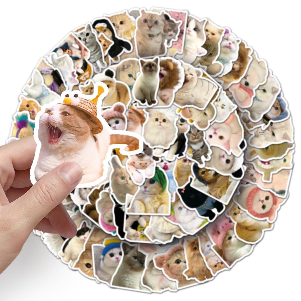 100 Cute Cat Emoticon Stickers: Waterproof Decorative Kitten Designs for Mobile Phones and Computers.