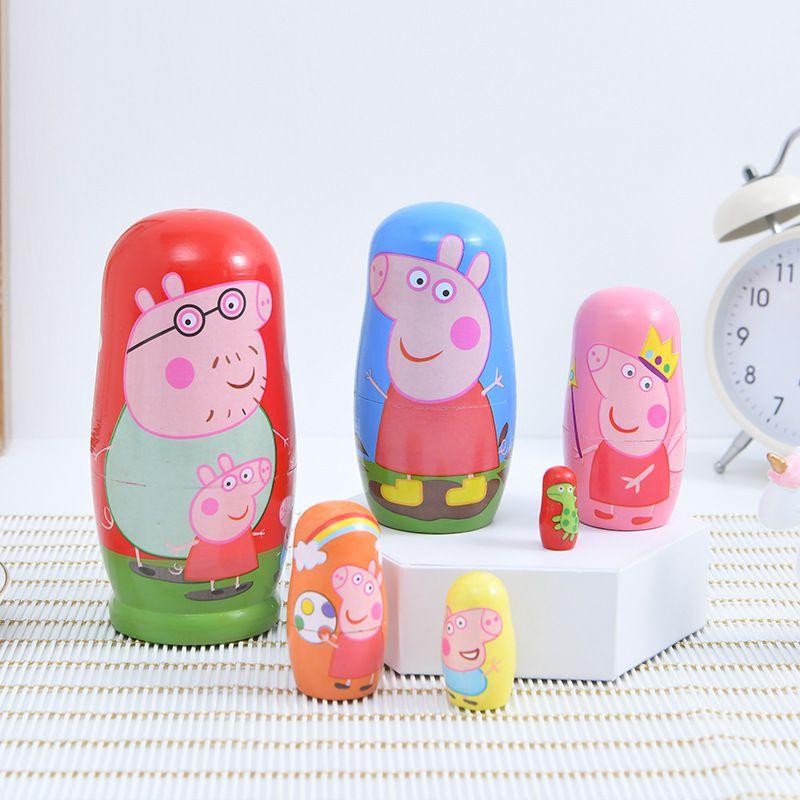 Niedliches Peppa Pig Matrjoschka-Puppenset mit 6 handbemalten Schichten