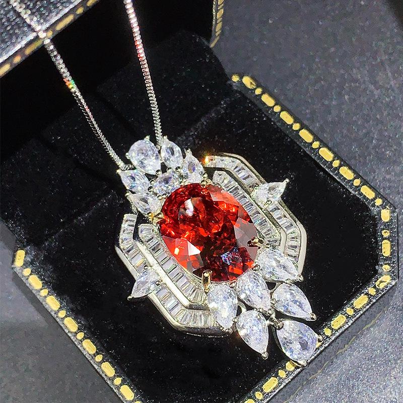Color Zirconium Premium Bright Chinese Red Pink Diamond Yellow Diamond Necklace Opening Ring