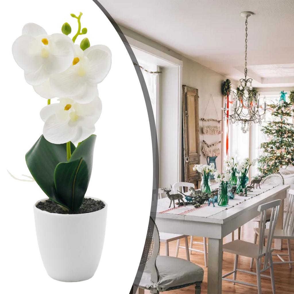 Sztuczna Orchidea Pomarańczowo-czerwona Róża Biała Biała Plus Róża