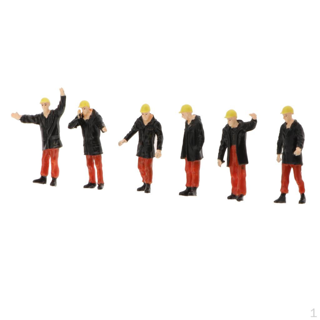 

6 Pieces 1/ Scale Model Small Building Stage Scene Black