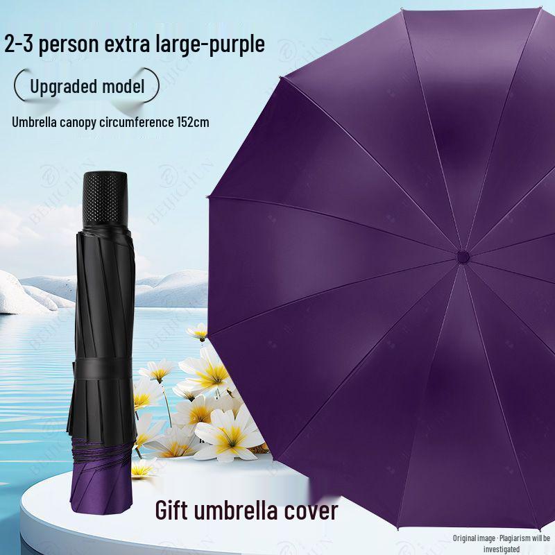 

Посилена надвелика вітрозахисна парасолька з довгою ручкою та стильним друкованим логотипом для злив 10 Ribs