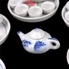 1Set Dollhouse Kid Pretend Play Miniature Dining Ware Porcelain Tea Set Dish Cup Plate TOY