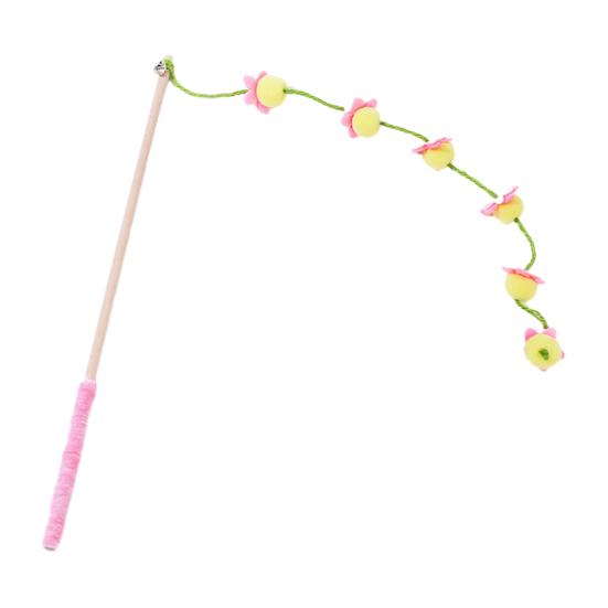 

Cat Teaser Toy Interactive Lightweight Cat Stick with Bell Safe Chewing Toy Long Handle Entertainment Toy for рожевий