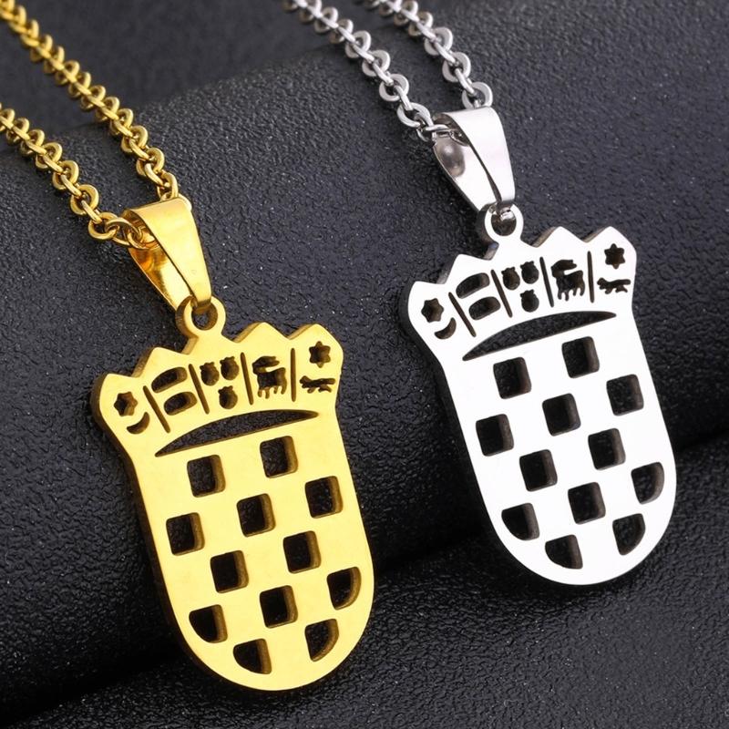 Croatia Map Pendant Necklace Fashionable Croatian Flag Neckchains Adjustable Ethnic Collarbone Chains Couple Jewelry
