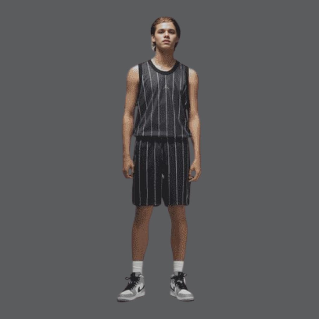 Jordan Essentials Breathable Stripe Print Shorts Men Bottoms Black DM1358-010