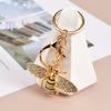 Diamond Studded Metal Bee Keychain Small Pendant Bag, Car Key Decoration Pendant, Trendy Retro Style