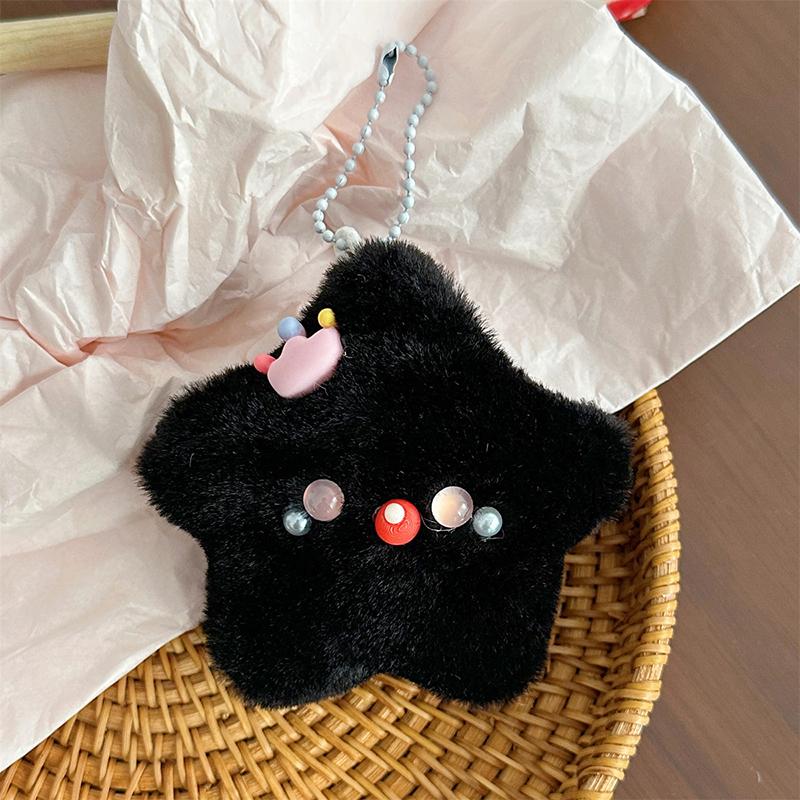 

Kawaii Plush Squeaky Star Plush Keychain Cute Soft Black Star Keyring Couple Key Holder Bag Pendant Backpack Hanging Decoration