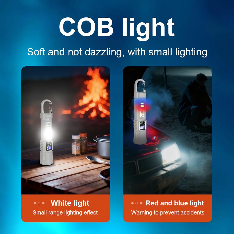 Powerful Super Bright Flashlights Telescopic Zoomable Torch Camping Long Range Portable Lamp with Hook