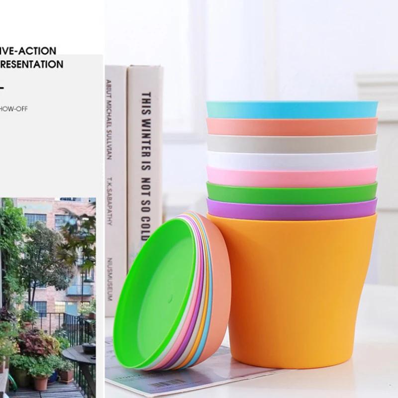 Flower Pot Round Planters Candy Color Succulents Plant Pot Office Desktop Balcony Home Garden Decoration Outdoor Potted 5 Sizes