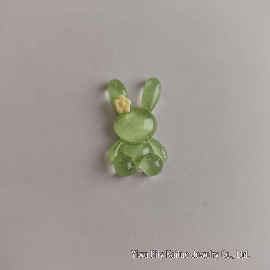 Translucent Rabbit Lollipop Resin Accessories: DIY Cream Glue Pendant, Hair Clip, Hair Tie, Refrigerator Magnet, Phone Case Decor.