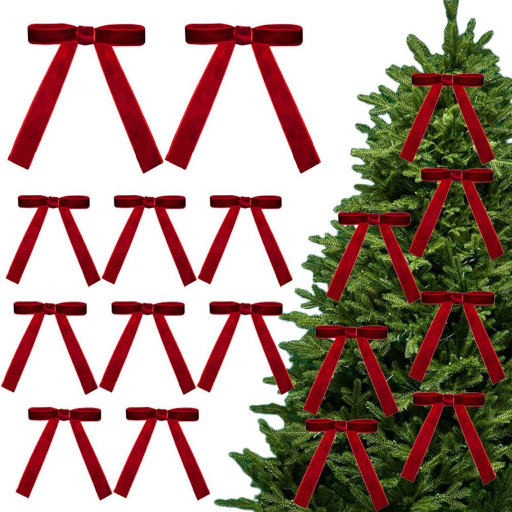 Ample Quantity For Decor Decorative Tree Bows Velvet Christmas Bows