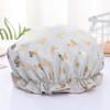 Double Shower Cap Waterproof Hair Cap Hot Gold Printed Terylene Cotton Shower Hat Bathing Comfortable Women Eco-Friendly