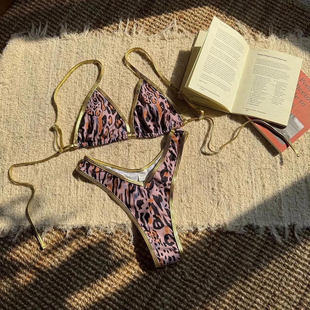 Leopard Floral Brazilian Mini Thong Bikini Women Swimwear Female Swimsuit Two-Pieces Bikini Set Bather Bathing Suit Swim